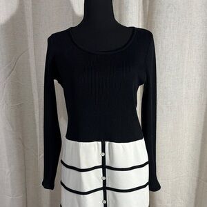 Vintage 60s Ayres Unlimited Black and White Poly Maxi Dress